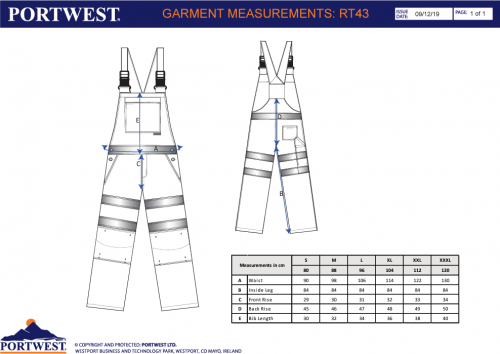 Pantaloni cu pieptar Hi-Vis Poli-bumbac, portocaliu, regular, Portwest